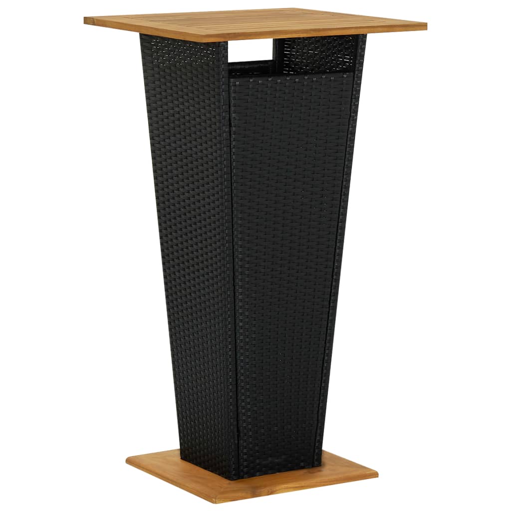 Solid Acacia Wood Bar Table Poly Rattan Outdoor Black/Gray 23.6"/31.5"-vidaXL-Black-23.6" x 23.6" x 43.3"-Urbanheer