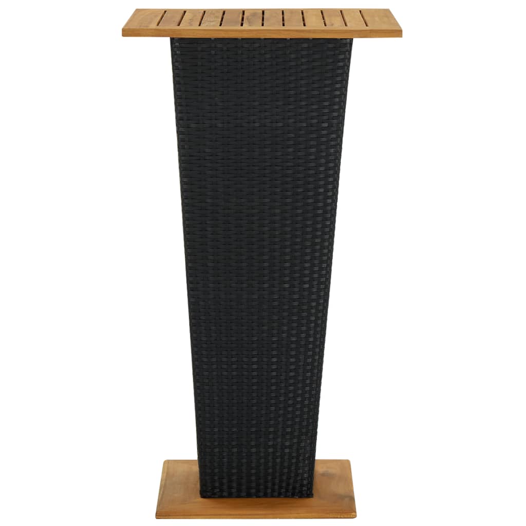 Solid Acacia Wood Bar Table Poly Rattan Outdoor Black/Gray 23.6"/31.5"-vidaXL-Black-23.6" x 23.6" x 43.3"-Urbanheer