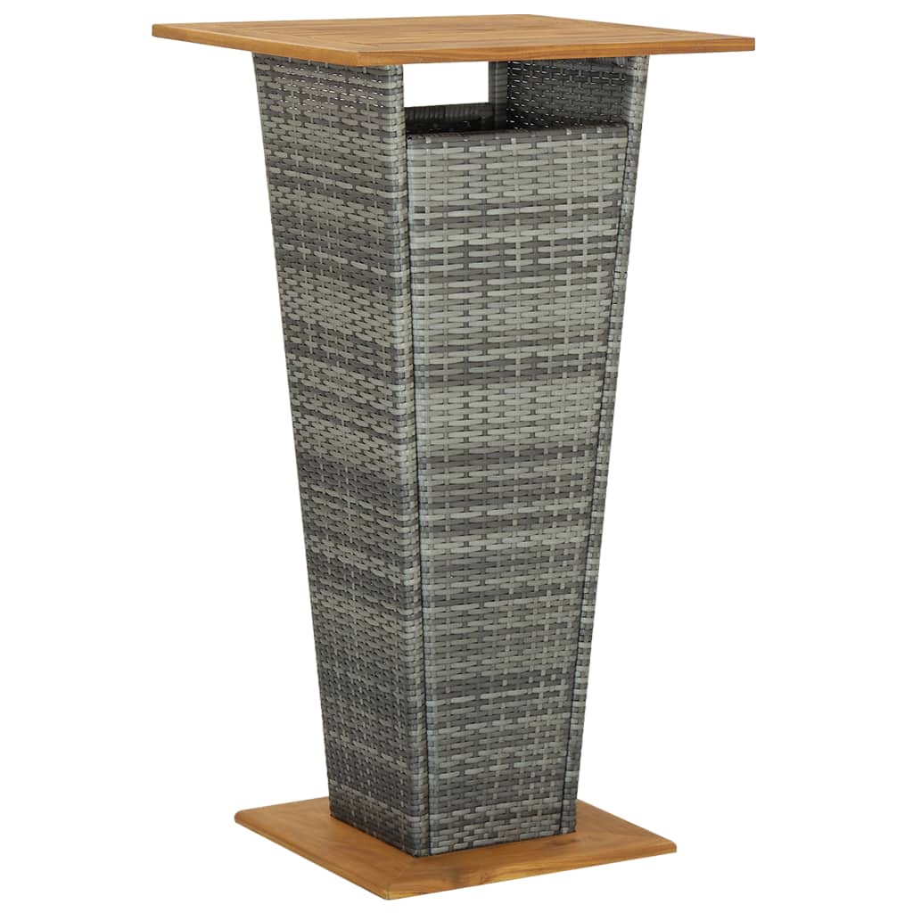 Solid Acacia Wood Bar Table Poly Rattan Outdoor Black/Gray 23.6"/31.5"-vidaXL-Black-23.6" x 23.6" x 43.3"-Urbanheer