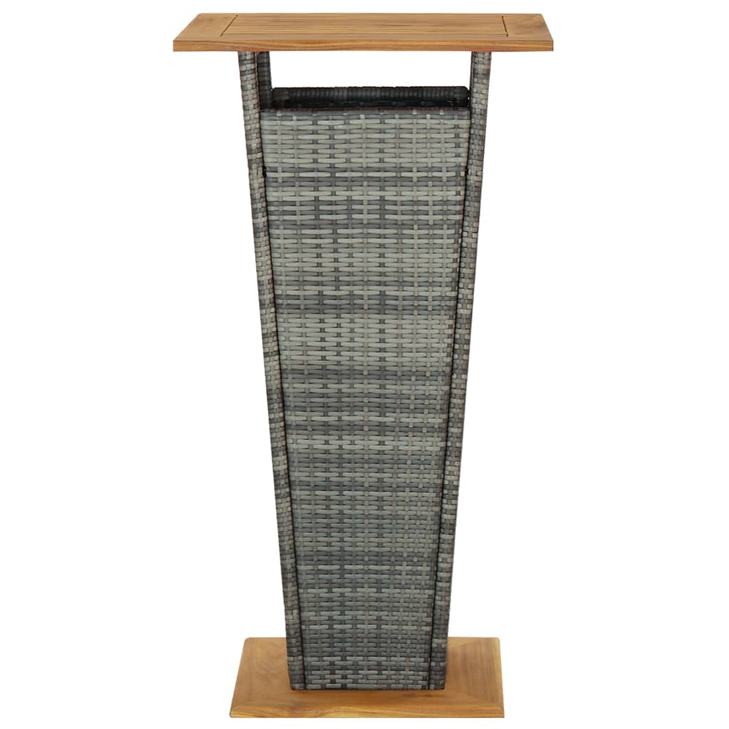 Solid Acacia Wood Bar Table Poly Rattan Outdoor Black/Gray 23.6"/31.5"-vidaXL-Black-23.6" x 23.6" x 43.3"-Urbanheer