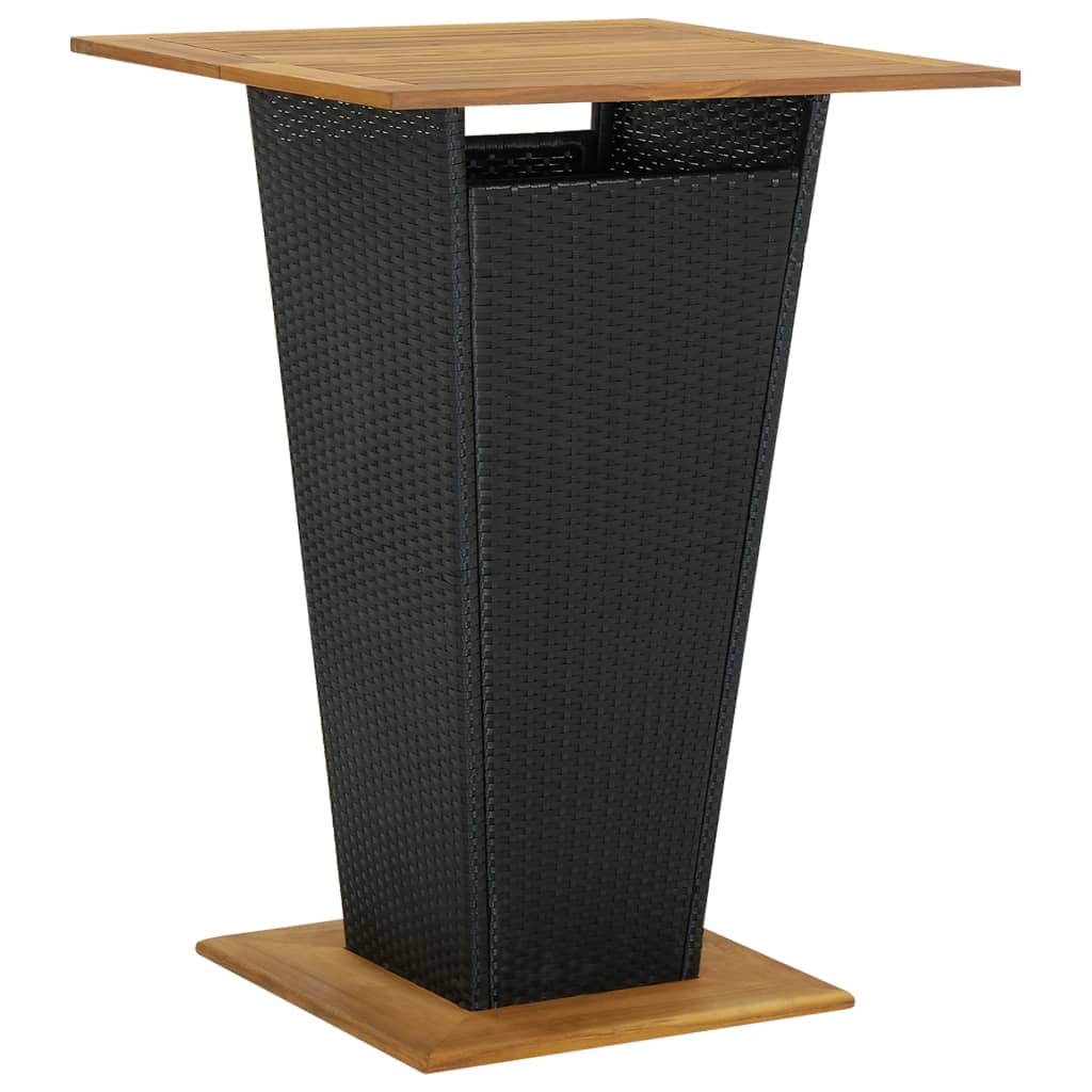 Solid Acacia Wood Bar Table Poly Rattan Outdoor Black/Gray 23.6"/31.5"-vidaXL-Black-23.6" x 23.6" x 43.3"-Urbanheer