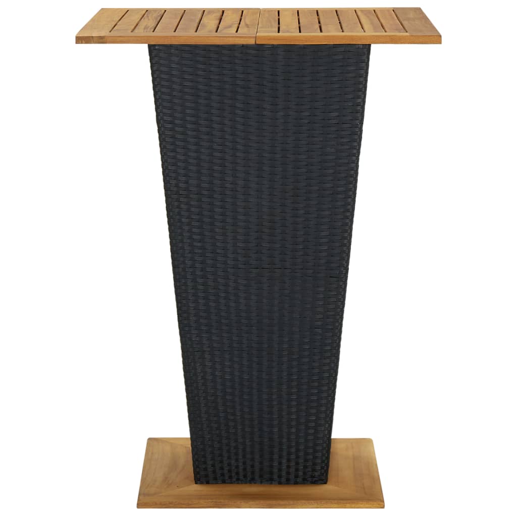 Solid Acacia Wood Bar Table Poly Rattan Outdoor Black/Gray 23.6"/31.5"-vidaXL-Black-23.6" x 23.6" x 43.3"-Urbanheer