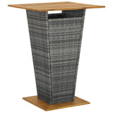 Solid Acacia Wood Bar Table Poly Rattan Outdoor Black/Gray 23.6"/31.5"