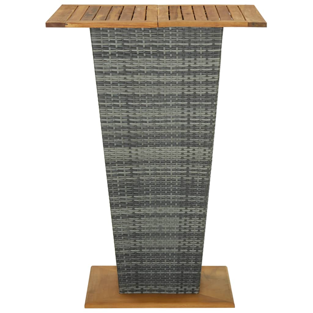 Solid Acacia Wood Bar Table Poly Rattan Outdoor Black/Gray 23.6"/31.5"-vidaXL-Black-23.6" x 23.6" x 43.3"-Urbanheer