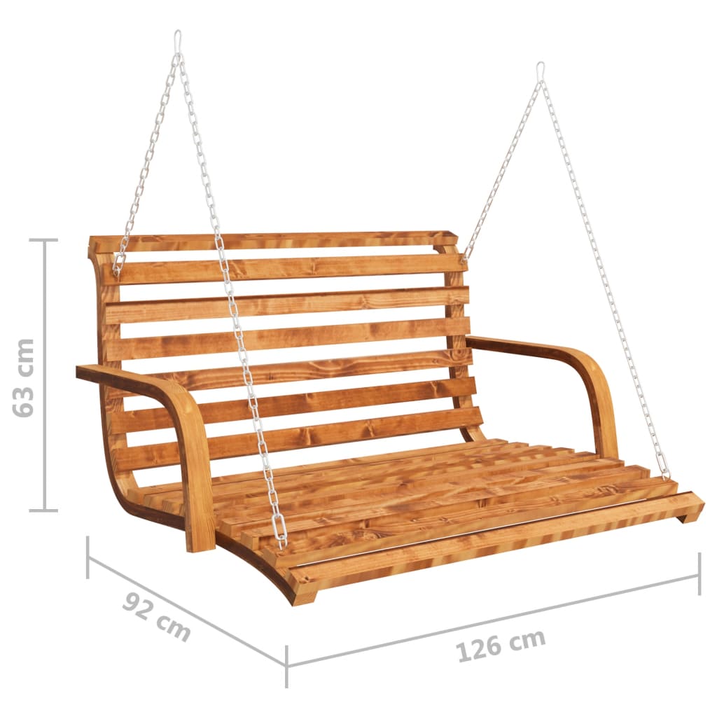 Vidaxl Swing Bench Solid Bent Wood With Teak Finish 49.6"X36.2"X24.8"-Home & Garden > Lawn & Garden > Outdoor Living > Porch Swings-vidaXL-Urbanheer