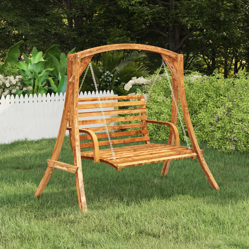 Vidaxl Swing Bench Solid Bent Wood With Teak Finish 49.6"X36.2"X24.8"-Home & Garden > Lawn & Garden > Outdoor Living > Porch Swings-vidaXL-Urbanheer