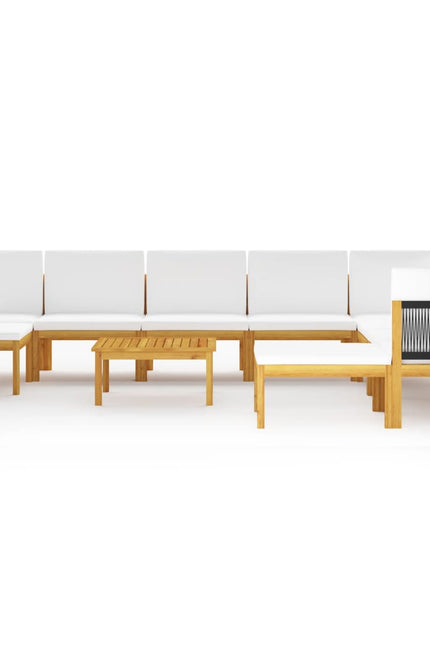 11 Piece Patio Lounge Set with Cushions Cream Solid Acacia Wood-vidaXL-Urbanheer
