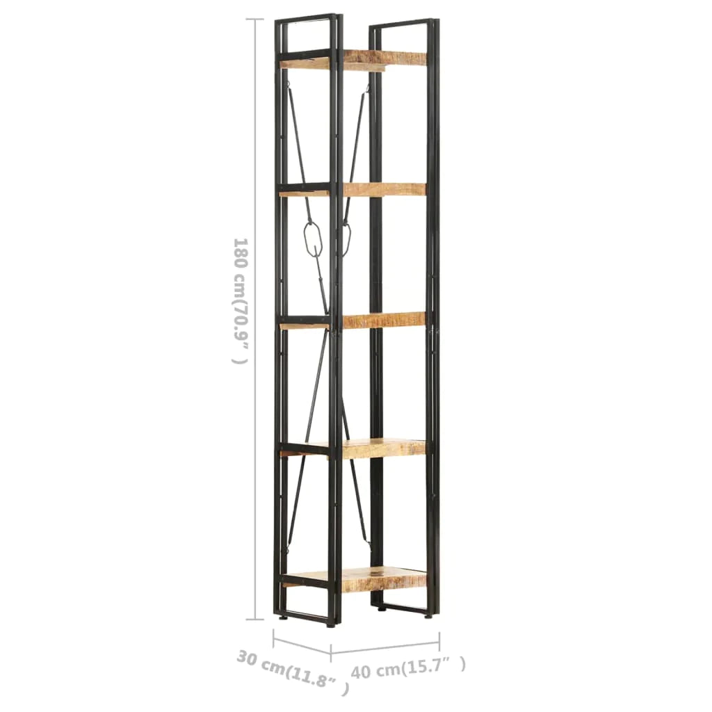 5-Tier Bookcase 15.7"X11.8"X70.9" Solid Mango Wood-vidaXL-Urbanheer