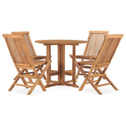 5 Piece Folding Patio Dining Set Solid Teak Wood-Furniture > Outdoor Furniture > Outdoor Furniture Sets-vidaXL-Urbanheer