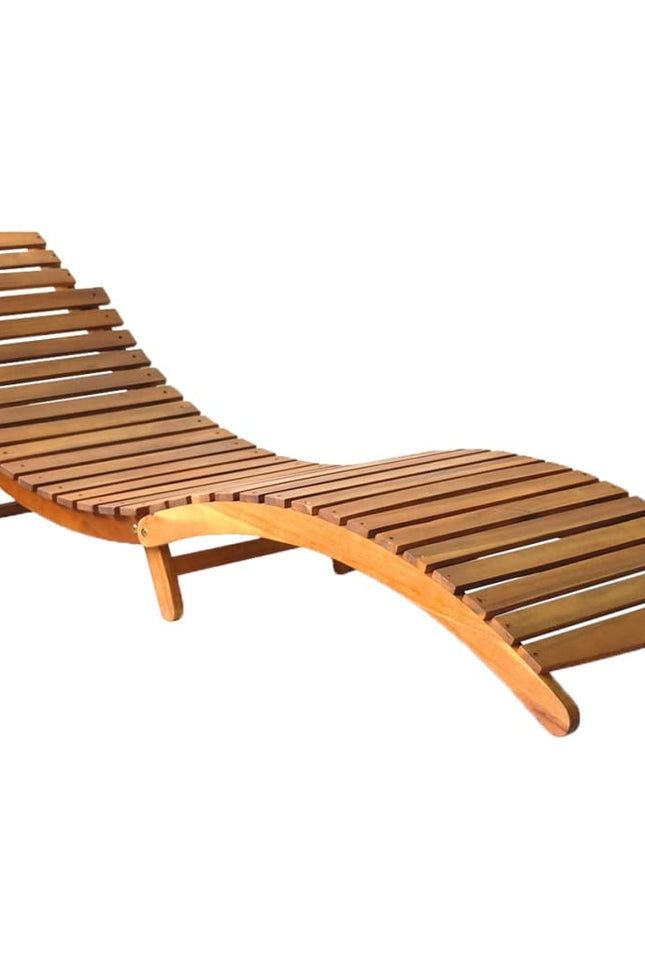 Patio Sun Lounger With Cushion Solid Acacia Wood-vidaXL-Urbanheer
