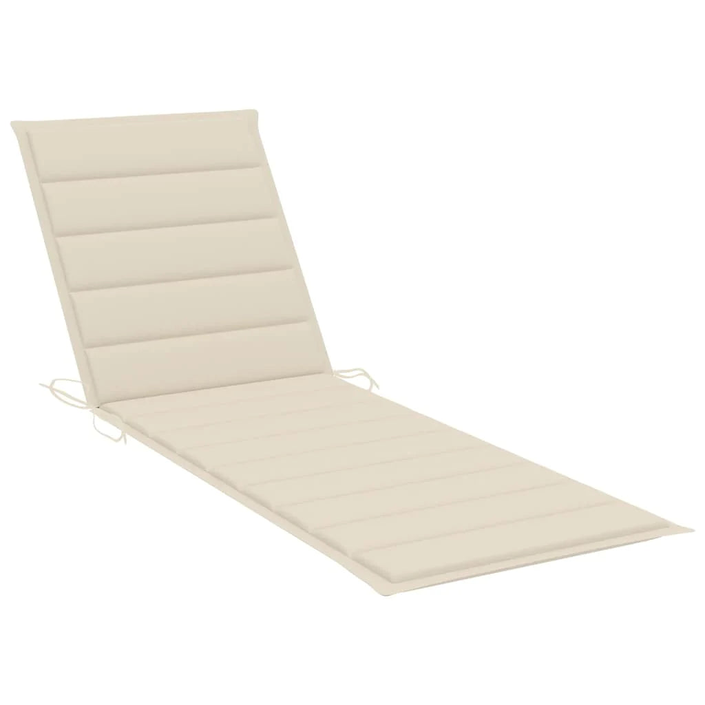 Patio Sun Lounger with Table and Cushion Solid Acacia Wood-Furniture > Outdoor Furniture > Outdoor Seating > Sun Loungers-vidaXL-Urbanheer