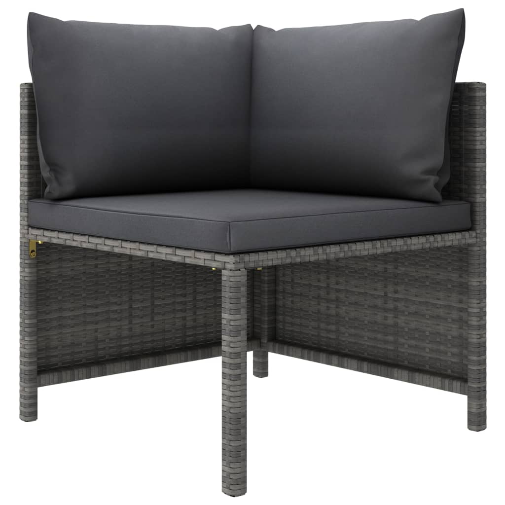 Vidaxl 6 Piece Patio Lounge Set With Cushions Poly Rattan Gray-Furniture > Outdoor Furniture > Outdoor Furniture Sets-vidaXL-Urbanheer