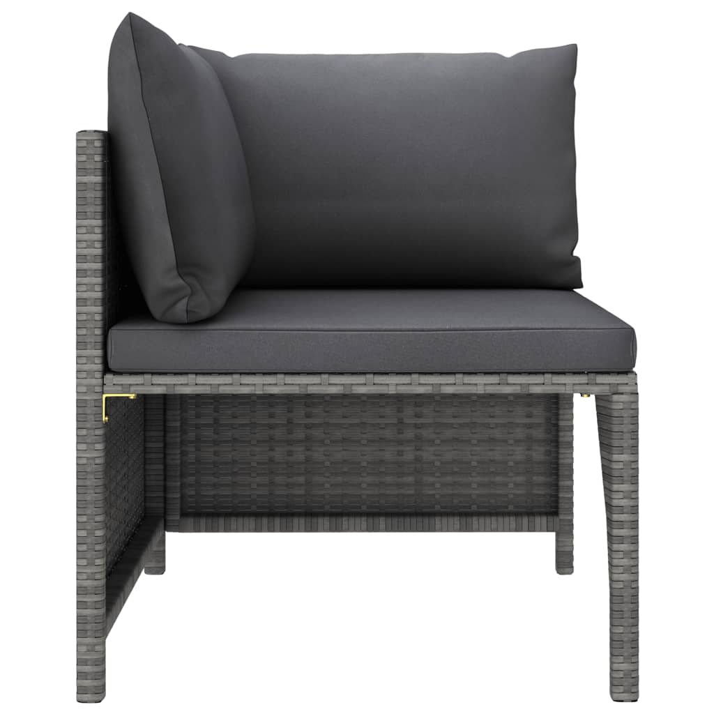 Vidaxl 6 Piece Patio Lounge Set With Cushions Poly Rattan Gray-Furniture > Outdoor Furniture > Outdoor Furniture Sets-vidaXL-Urbanheer