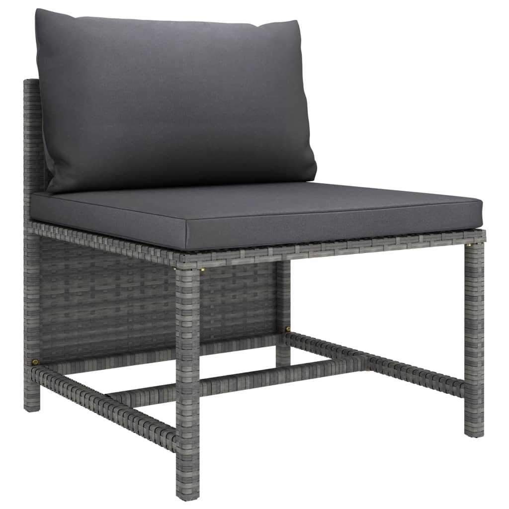 Vidaxl 6 Piece Patio Lounge Set With Cushions Poly Rattan Gray-Furniture > Outdoor Furniture > Outdoor Furniture Sets-vidaXL-Urbanheer