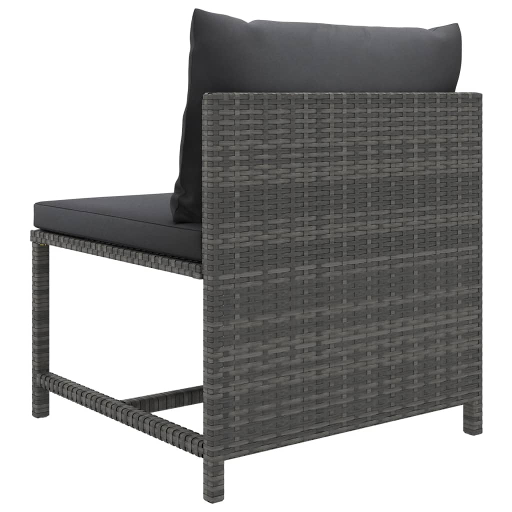 Vidaxl 6 Piece Patio Lounge Set With Cushions Poly Rattan Gray-Furniture > Outdoor Furniture > Outdoor Furniture Sets-vidaXL-Urbanheer