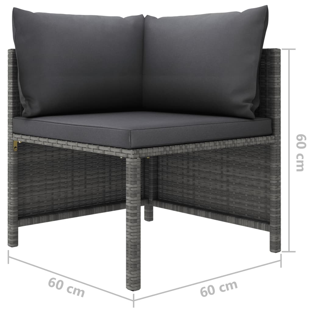 Vidaxl 6 Piece Patio Lounge Set With Cushions Poly Rattan Gray-Furniture > Outdoor Furniture > Outdoor Furniture Sets-vidaXL-Urbanheer