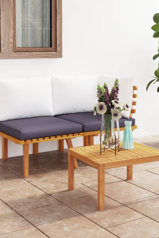 2 Piece Patio Lounge Set With Cushions Solid Acacia Wood-vidaXL-Urbanheer