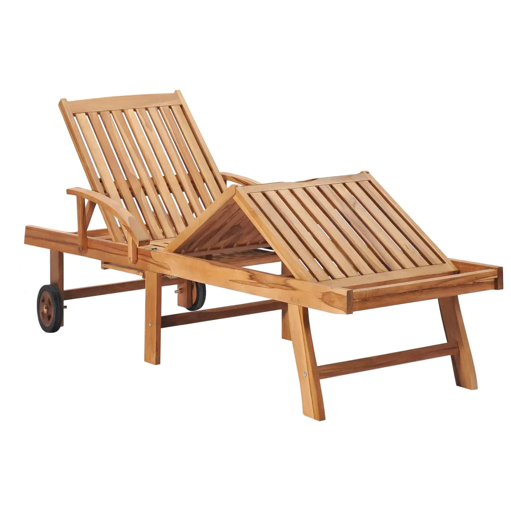 Vidaxl Sun Loungers 2 Pcs With Table And Cushion Solid Teak Wood-Furniture > Outdoor Furniture > Outdoor Seating > Sun Loungers-vidaXL-Urbanheer