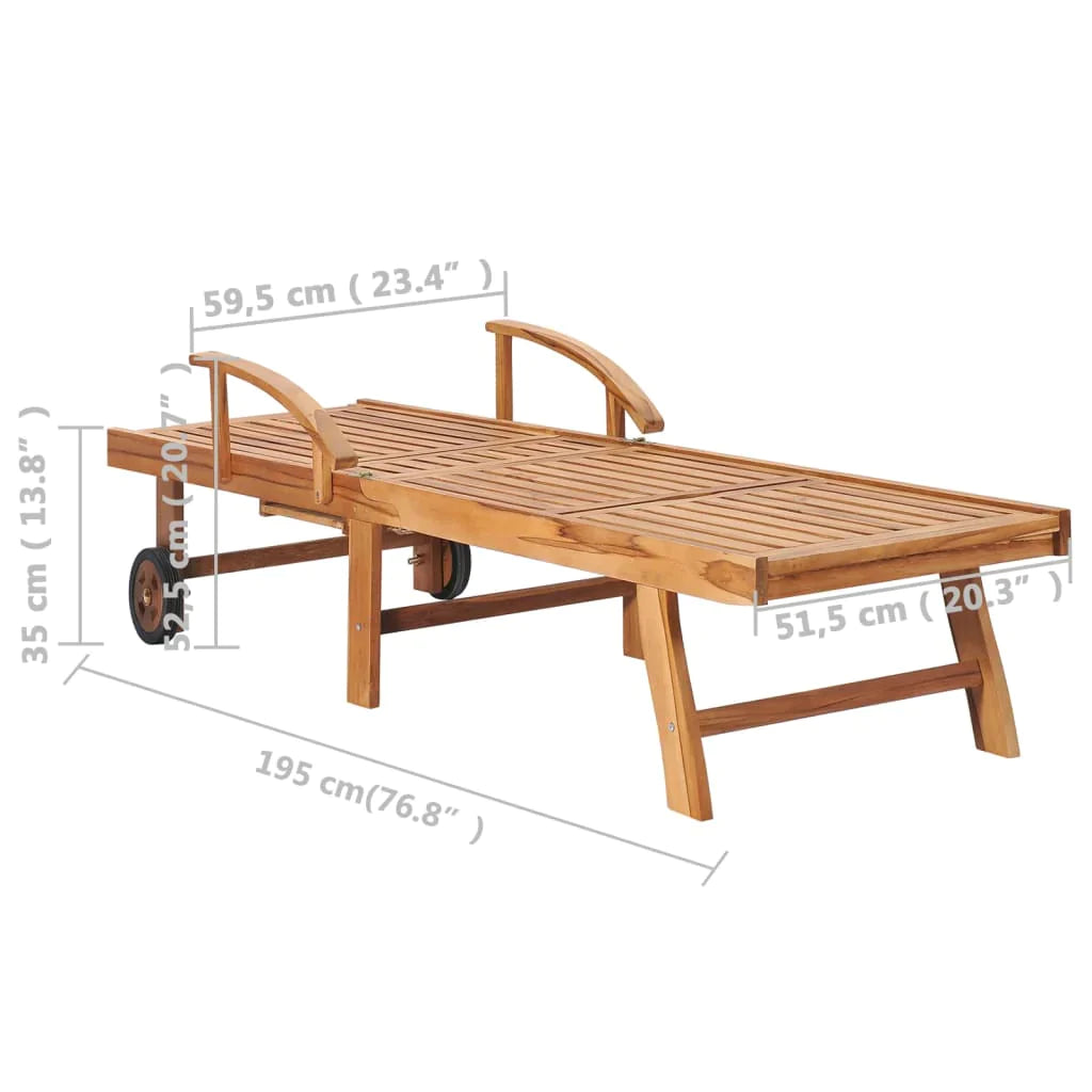 Vidaxl Sun Loungers 2 Pcs With Table And Cushion Solid Teak Wood-Furniture > Outdoor Furniture > Outdoor Seating > Sun Loungers-vidaXL-Urbanheer