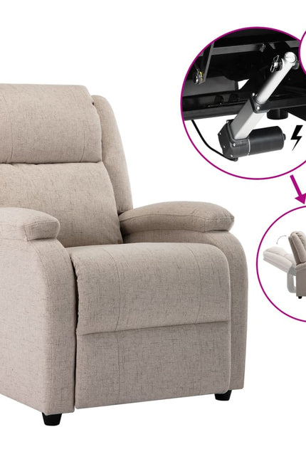 Electric Tv Recliner Chair Fabric Reclining Sofa Armchair Multi Colors-vidaXL-Cream-Urbanheer