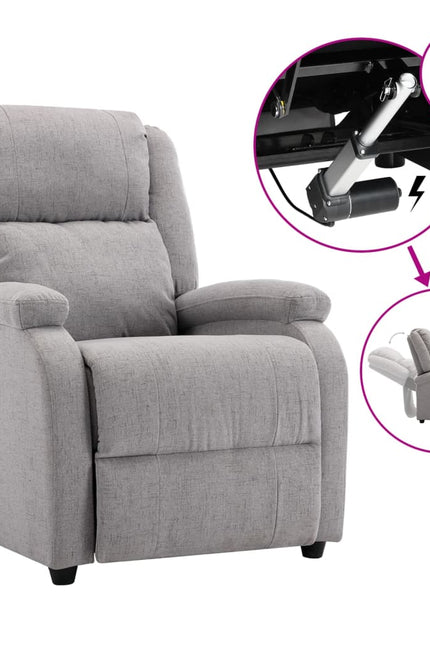 Electric Tv Recliner Chair Fabric Reclining Sofa Armchair Multi Colors-vidaXL-Light gray-Urbanheer