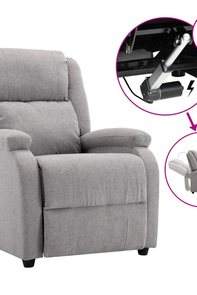 Electric Tv Recliner Chair Fabric Reclining Sofa Armchair Multi Colors-vidaXL-Light gray-Urbanheer
