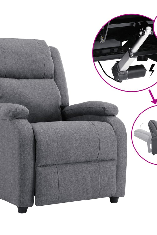 Electric Tv Recliner Chair Fabric Reclining Sofa Armchair Multi Colors-vidaXL-Dark gray-Urbanheer