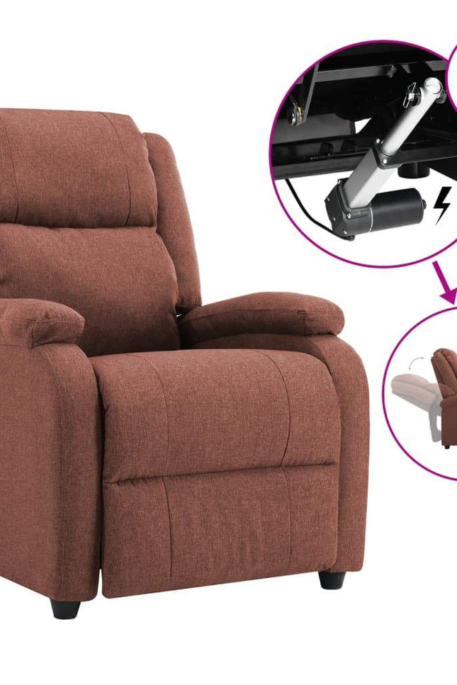 Electric Tv Recliner Chair Fabric Reclining Sofa Armchair Multi Colors-vidaXL-Brown-Urbanheer