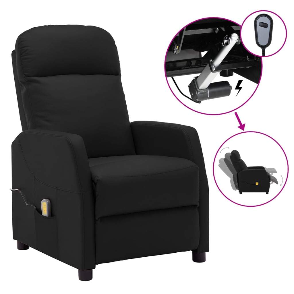 Vidaxl Electric Massage Reclining Chair Faux Leather Recliner Multi Colors-Furniture > Chairs > Electric Massaging Chairs-vidaXL-Black-Urbanheer