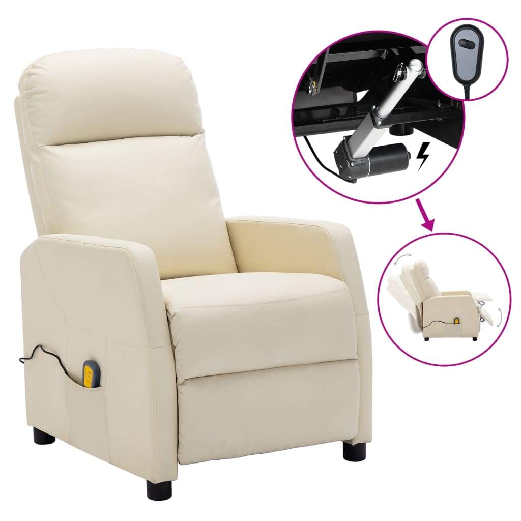 Vidaxl Electric Massage Reclining Chair Faux Leather Recliner Multi Colors-Furniture > Chairs > Electric Massaging Chairs-vidaXL-Black-Urbanheer