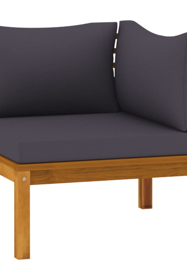Sectional Corner Sofa With Dark Gray Cushions Solid Acacia Wood-vidaXL-Urbanheer