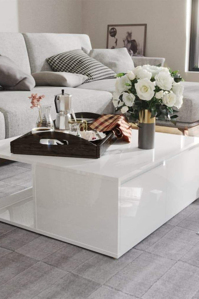 Coffee Table Couch Side Accent Center Table Chipboard Multi Colors-vidaXL-high gloss white-Urbanheer