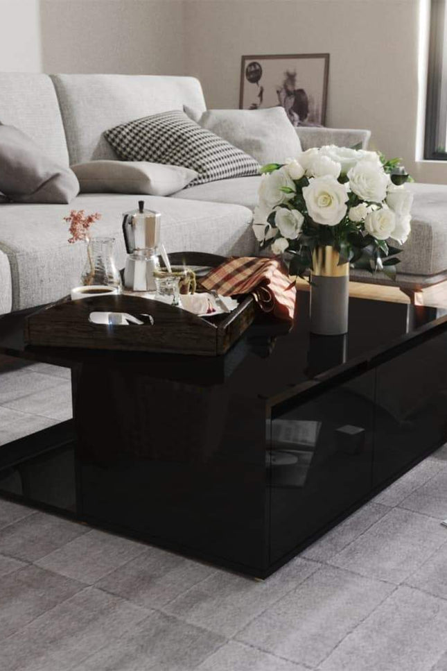 Coffee Table Couch Side Accent Center Table Chipboard Multi Colors-vidaXL-high gloss black-Urbanheer
