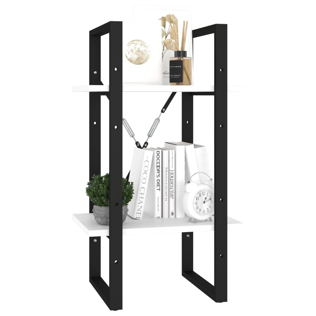 2-Tier Book Cabinet White 15.7"X11.8"X27.6" Chipboard-vidaXL-15.7" x 11.8" x 27.6"-Urbanheer