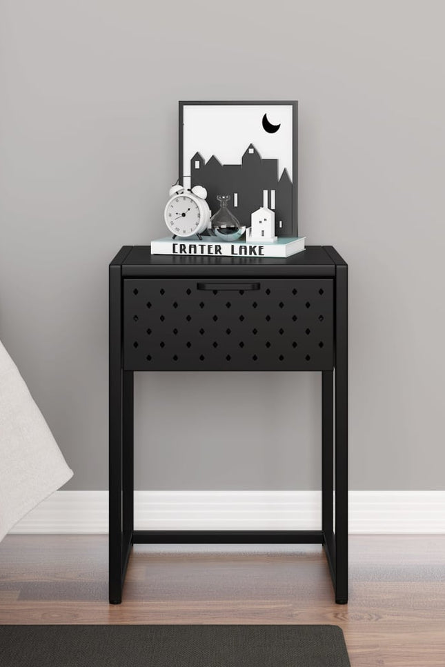 Nightstand Steel Home Indoor Bed Stand Cabinet Furniture Multi Colors-vidaXL-Black-Urbanheer