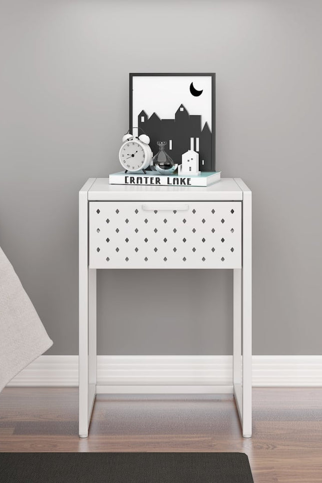 Nightstand Steel Home Indoor Bed Stand Cabinet Furniture Multi Colors-vidaXL-White-Urbanheer
