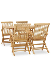 5 Piece Garden Dining Set Solid Wood Teak-vidaXL-Urbanheer