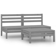 3 Piece Patio Lounge Set Solid Pinewood Gray-vidaXL-Urbanheer
