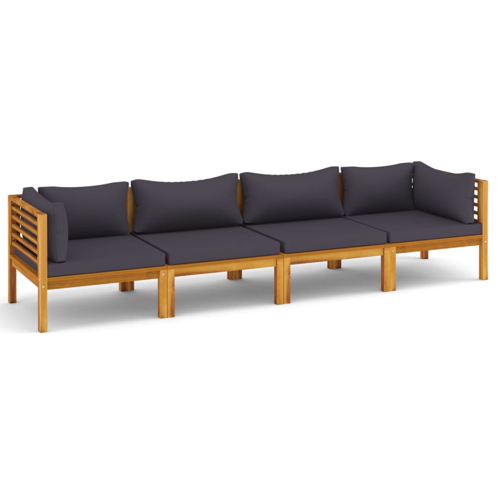 4-Seater Patio Sofa with Cushion Solid Acacia Wood-Furniture > Outdoor Furniture > Outdoor Furniture Sets-vidaXL-Urbanheer