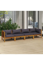 4-Seater Patio Sofa with Cushion Solid Acacia Wood-Furniture > Outdoor Furniture > Outdoor Furniture Sets-vidaXL-Urbanheer