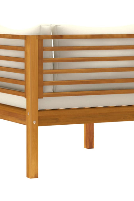 2-Seater Patio Sofa With Cream Cushion Solid Acacia Wood-vidaXL-Urbanheer