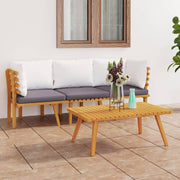 3 Piece Patio Lounge Set With Cushions Solid Acacia Wood-Furniture > Outdoor Furniture > Outdoor Furniture Sets-vidaXL-Urbanheer