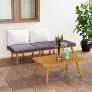 4 Piece Patio Lounge Set With Cushions Solid Acacia Wood-Furniture > Outdoor Furniture > Outdoor Furniture Sets-vidaXL-Urbanheer
