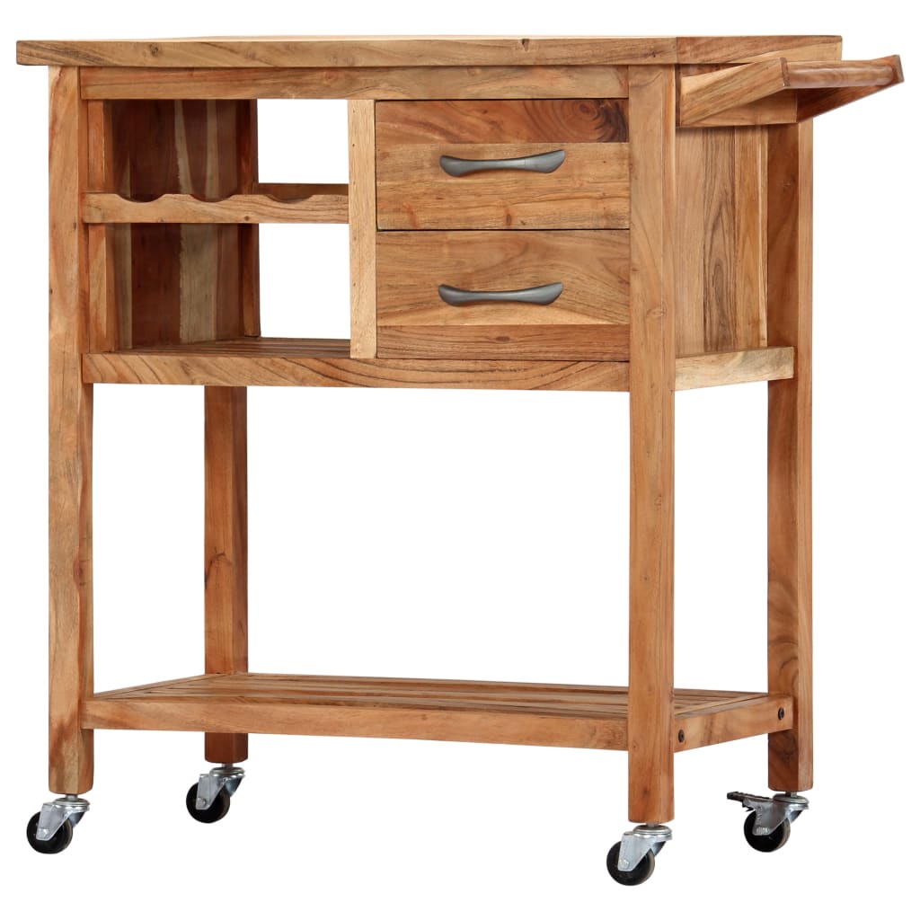 Kitchen Trolley 31.5"X17.7"X35.8" Solid Wood Acacia-vidaXL-Urbanheer