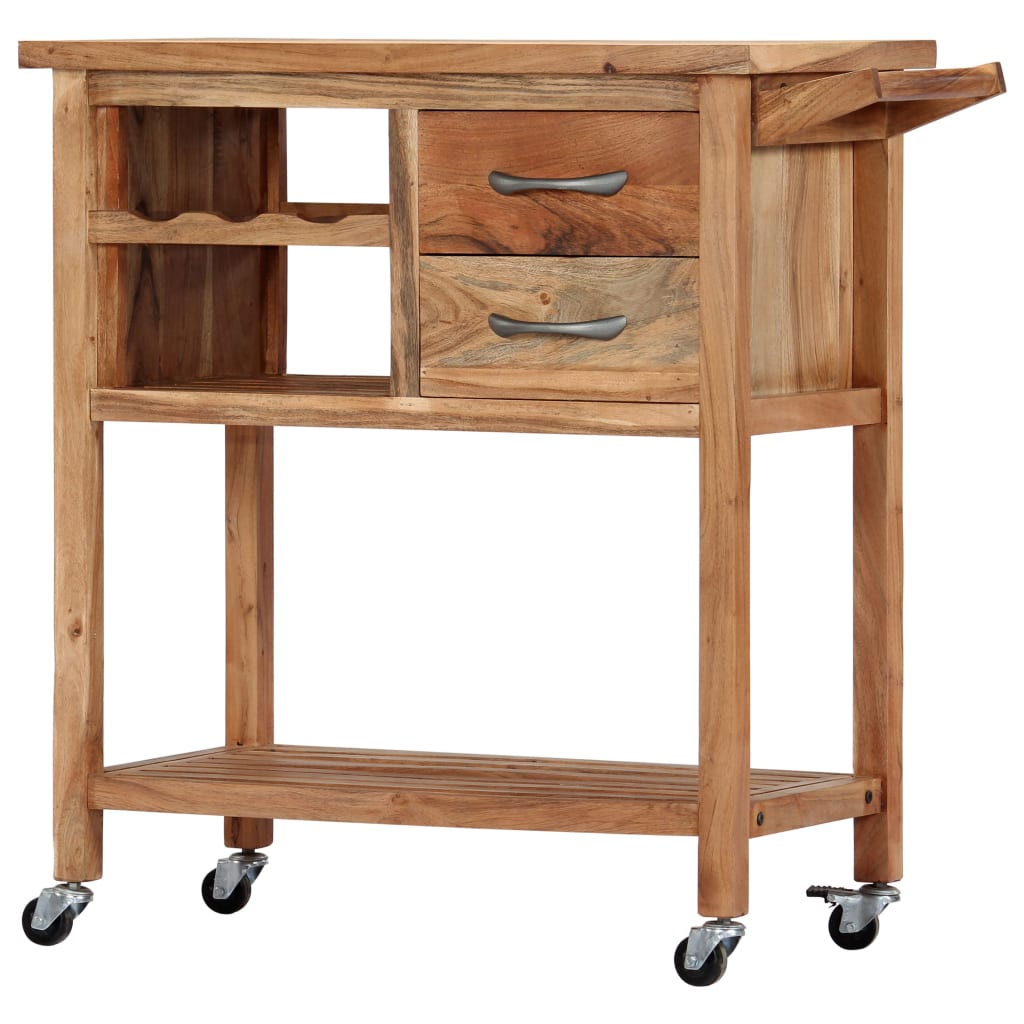 Kitchen Trolley 31.5"X17.7"X35.8" Solid Wood Acacia-vidaXL-Urbanheer
