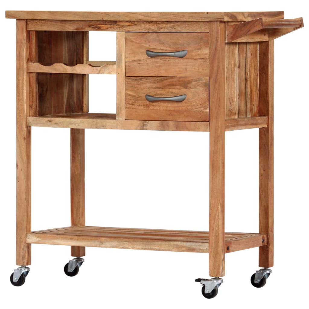 Kitchen Trolley 31.5"X17.7"X35.8" Solid Wood Acacia-vidaXL-Urbanheer