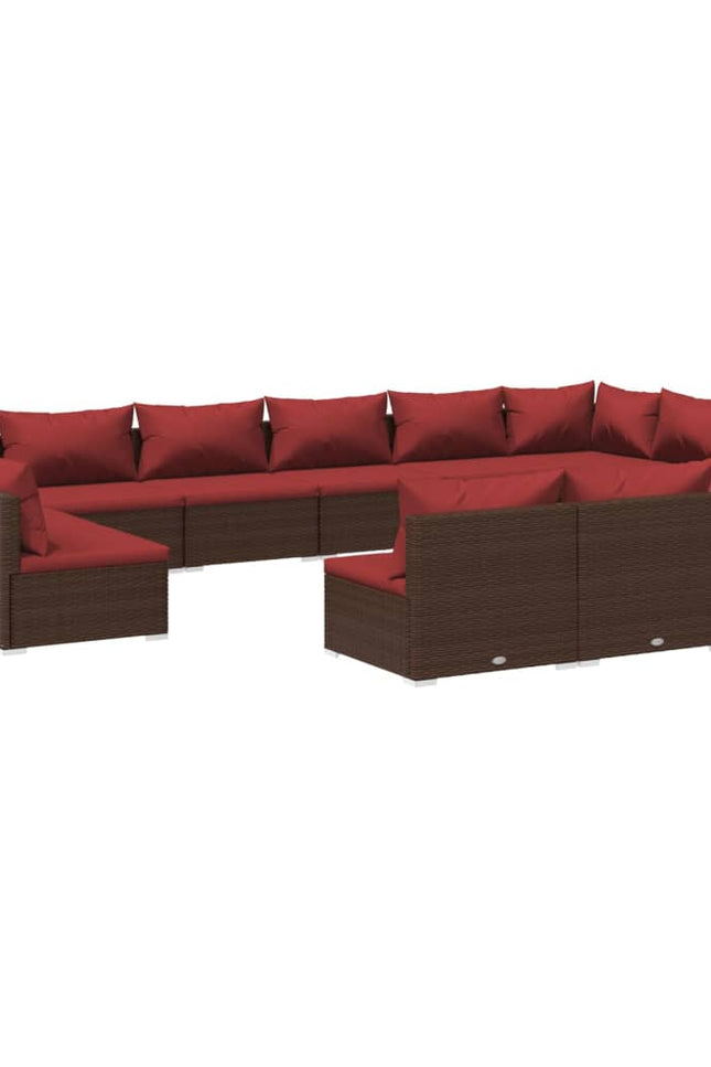 Vidaxl 13 Piece Patio Lounge Set With Cushions Brown Poly Rattan-Furniture > Outdoor Furniture > Outdoor Furniture Sets-vidaXL-Urbanheer