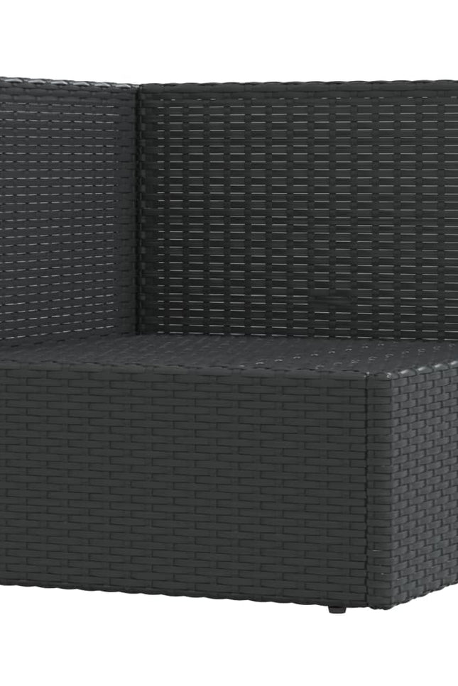 Vidaxl Patio Corner Sofa With Cushions Black Poly Rattan-vidaXL-Urbanheer