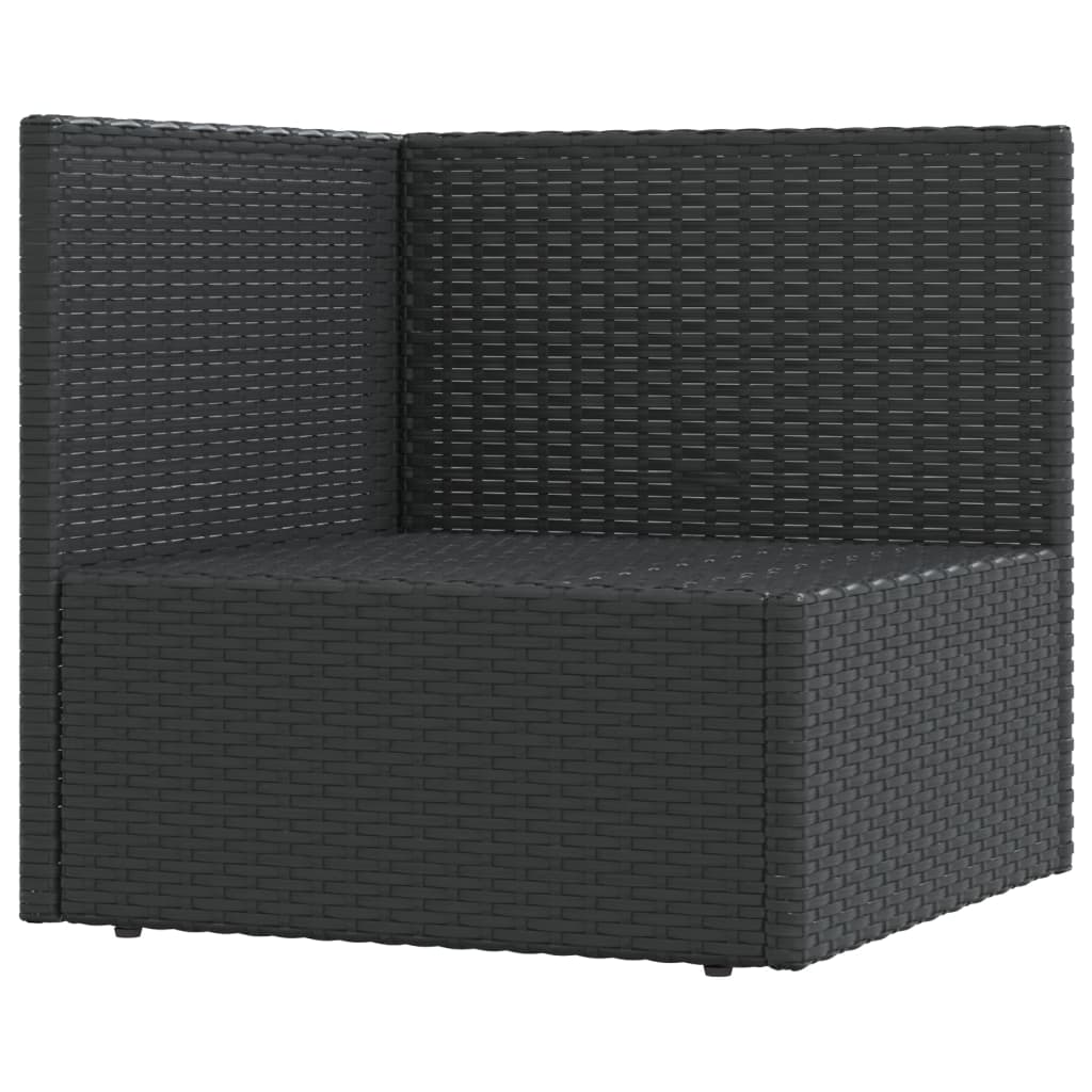 Vidaxl Patio Corner Sofa With Cushions Black Poly Rattan-Furniture > Outdoor Furniture > Outdoor Seating > Outdoor Sectional Sofa Units-vidaXL-Urbanheer