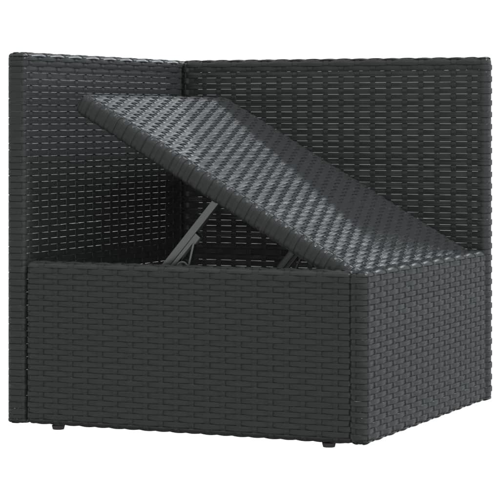 Vidaxl Patio Corner Sofa With Cushions Black Poly Rattan-Furniture > Outdoor Furniture > Outdoor Seating > Outdoor Sectional Sofa Units-vidaXL-Urbanheer